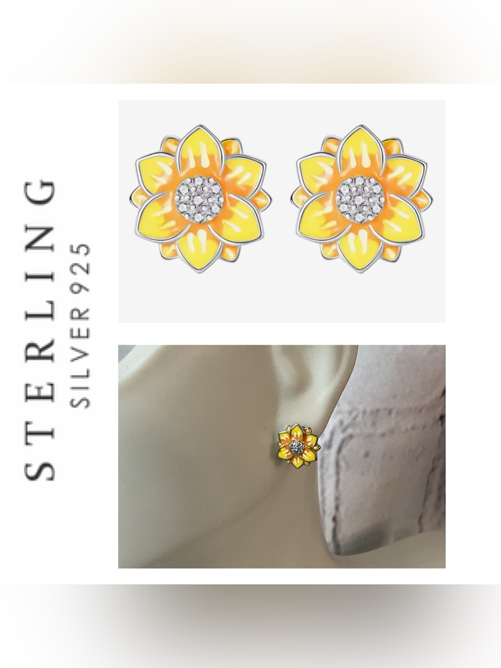 🌟 S925 Sterling Silver Flower CZ Stud Earrings